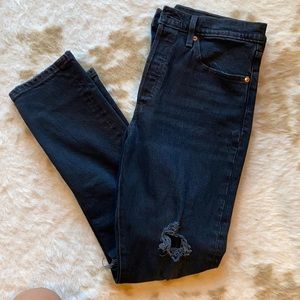 Black ripped Levi 501 jeans